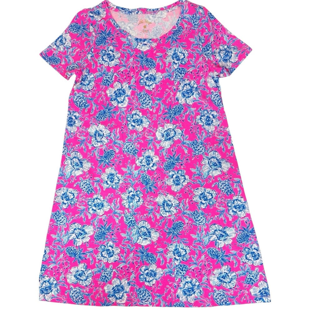 LILLY PULITZER Cody Roxie Pink Wave N Sea Floral Swing Knit Dress Size Medium